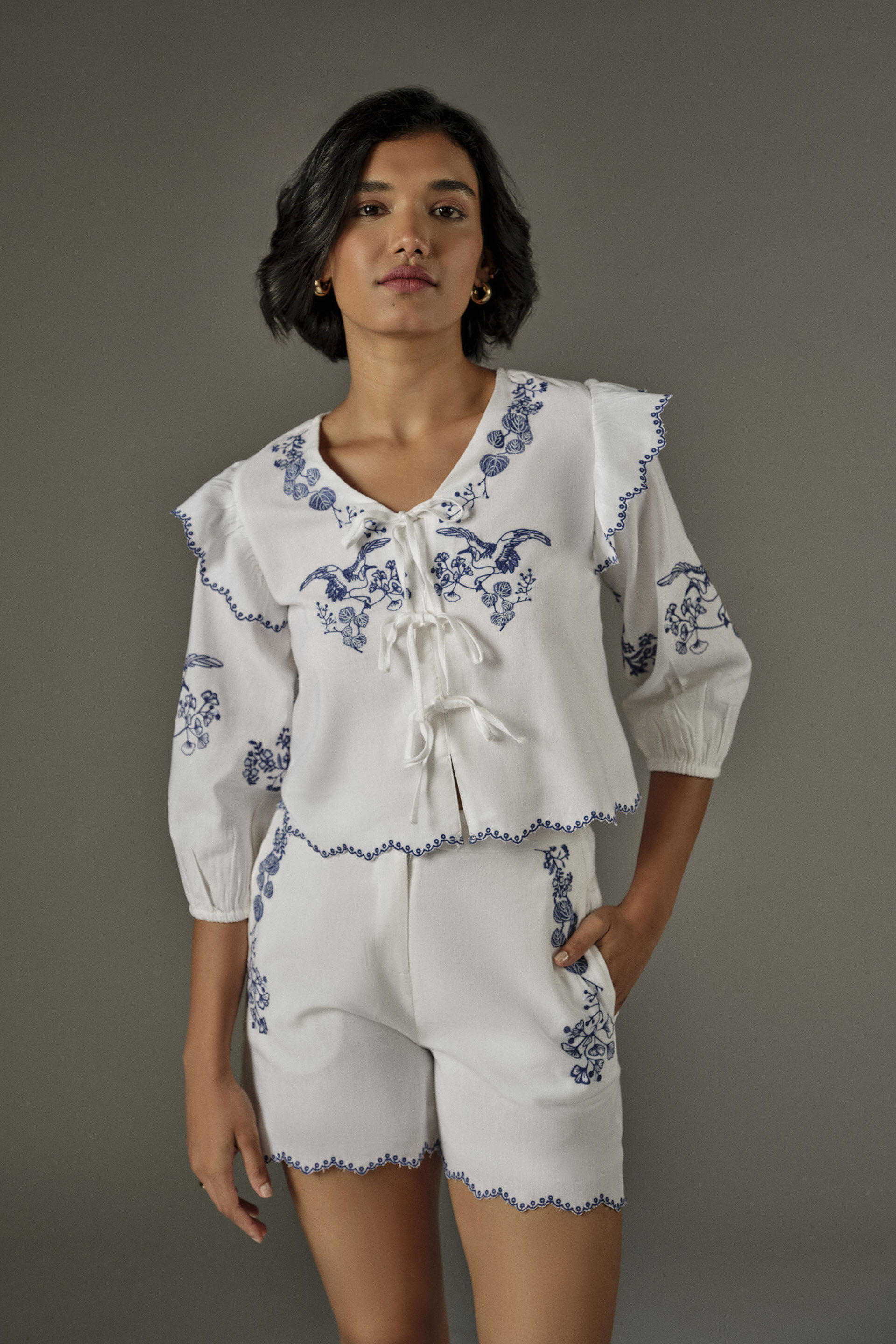 Elegant Embroidered Co-ord in White